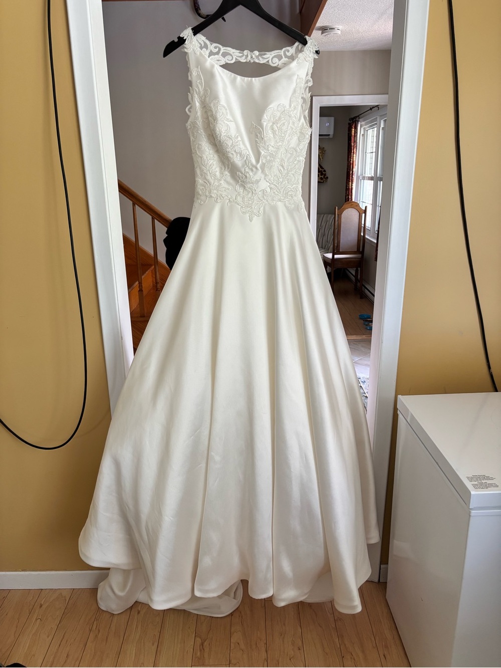 Elegant White Wedding Dress with Lace Bodice